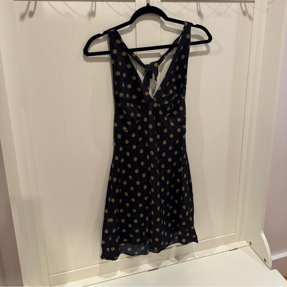 Realisation Par Halter Mini Dress with Gold Dots